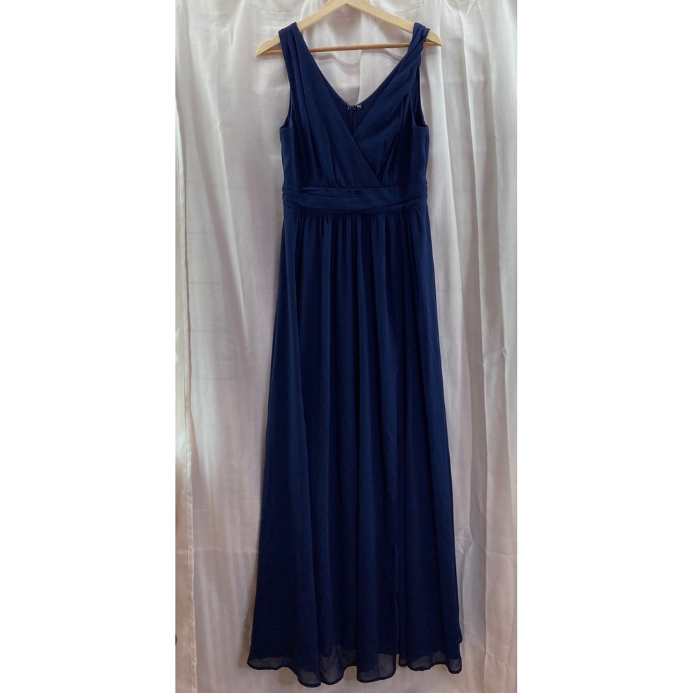 Lulus Navy Blue V Neck Sleeveless Maxi Dress‎ Bridesmaid Wedding Party Medium